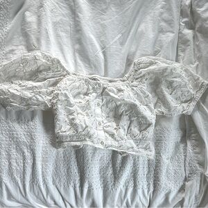 Zara White Embroidered Crop Top